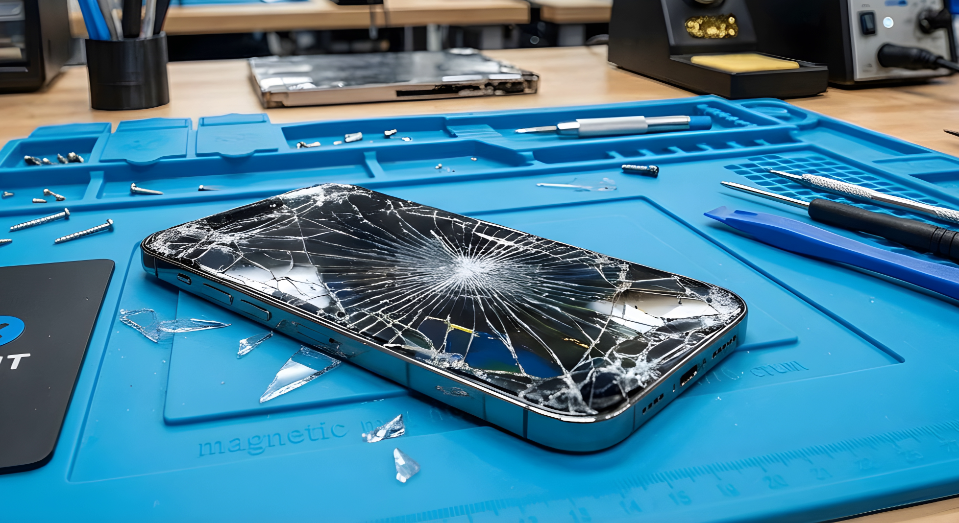 Téléphone avec écran cassé